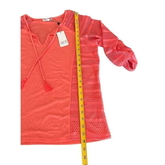 Kaktus Plus Solid 3/4 Sleeve With Mesh Sleeves Coral size L - Picture 8 of 10